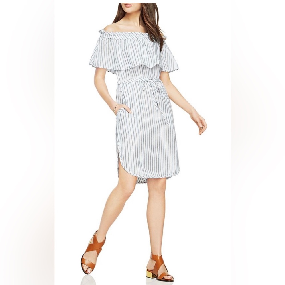 NWT BCBG Alexis striped off shoulder dress